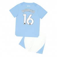 Otroški Nogometni dresi Manchester City Rodri Hernandez #16 Domači 2023-24 Kratek Rokav (+ Kratke hlače)